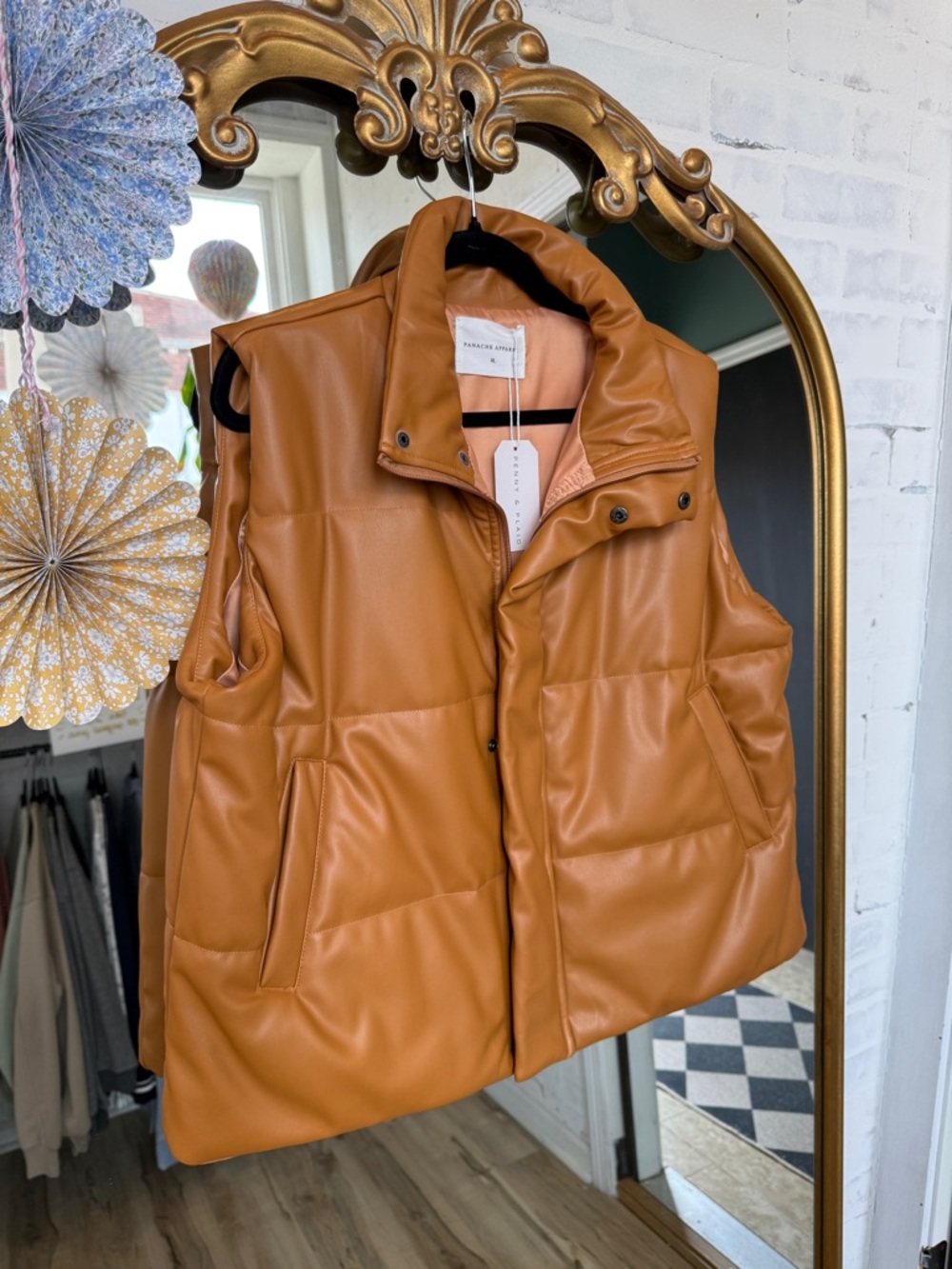 Panache Vegan Leather Puffer Vest